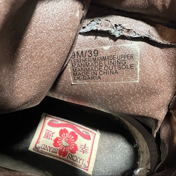 Lucky Brand Navy Green Peace Sign Duck Boots leather size 9 - Picture 7 of 9